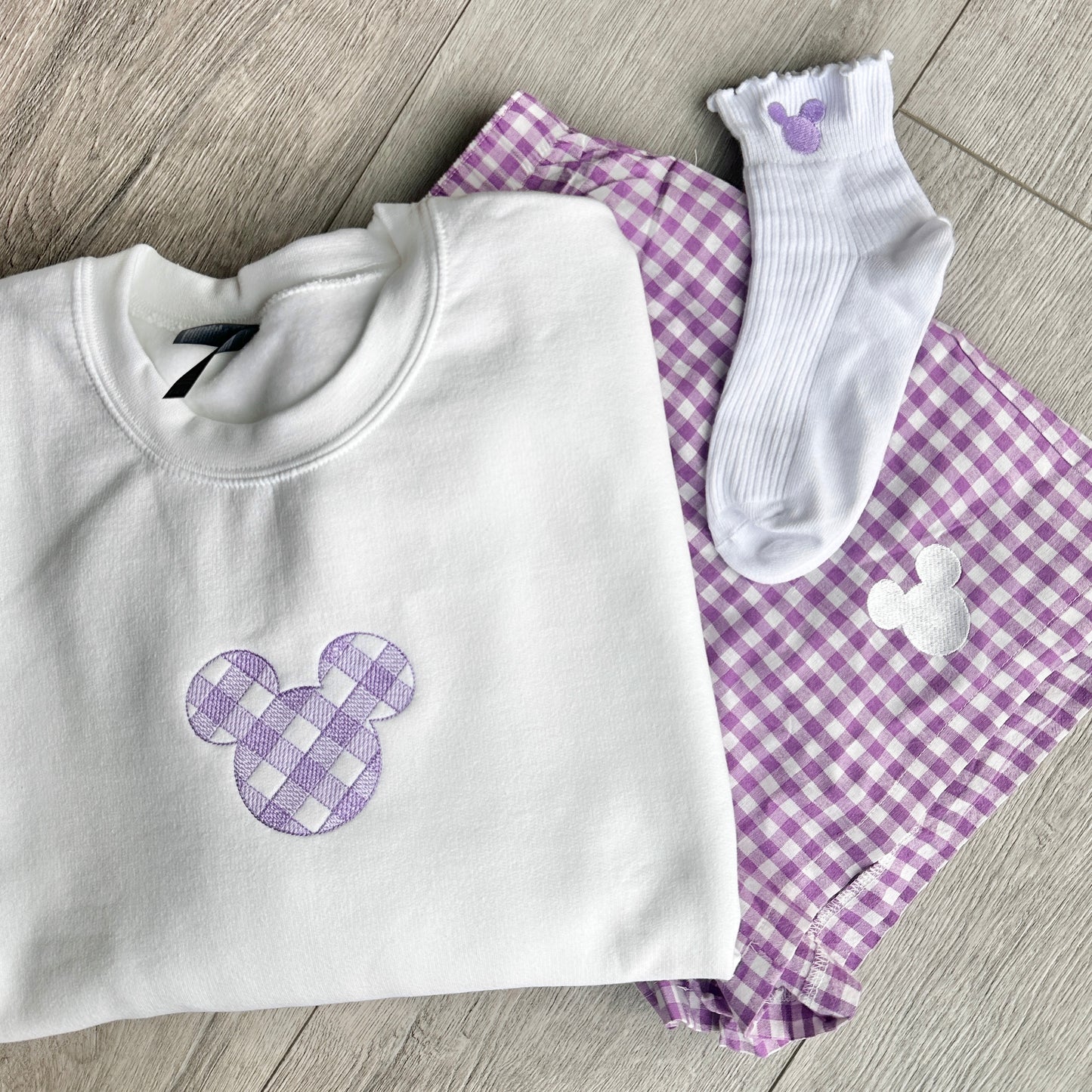 Mouse gingham SWEATSHIRT bundle