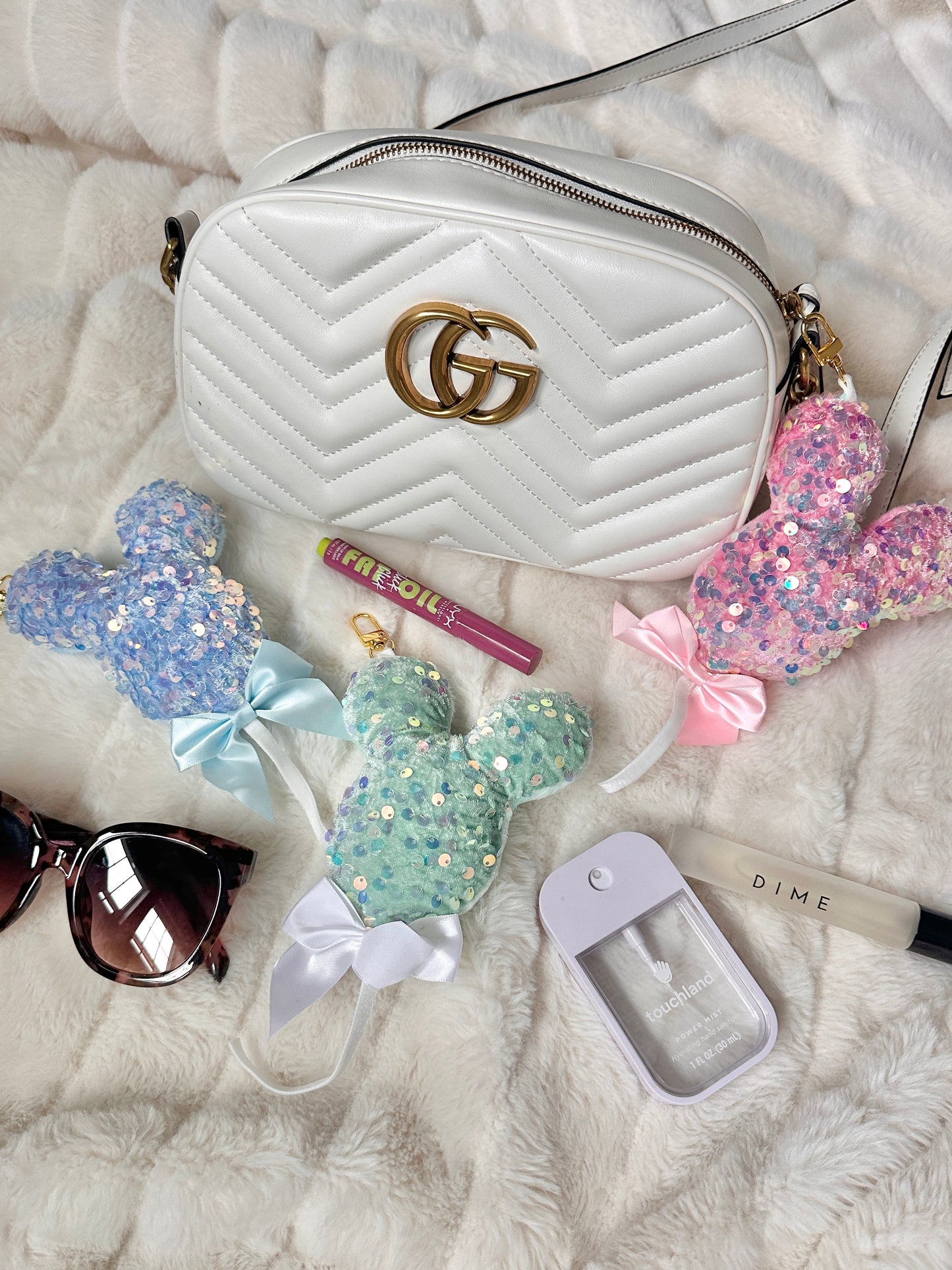 Sequin Mouse Balloon bag charm