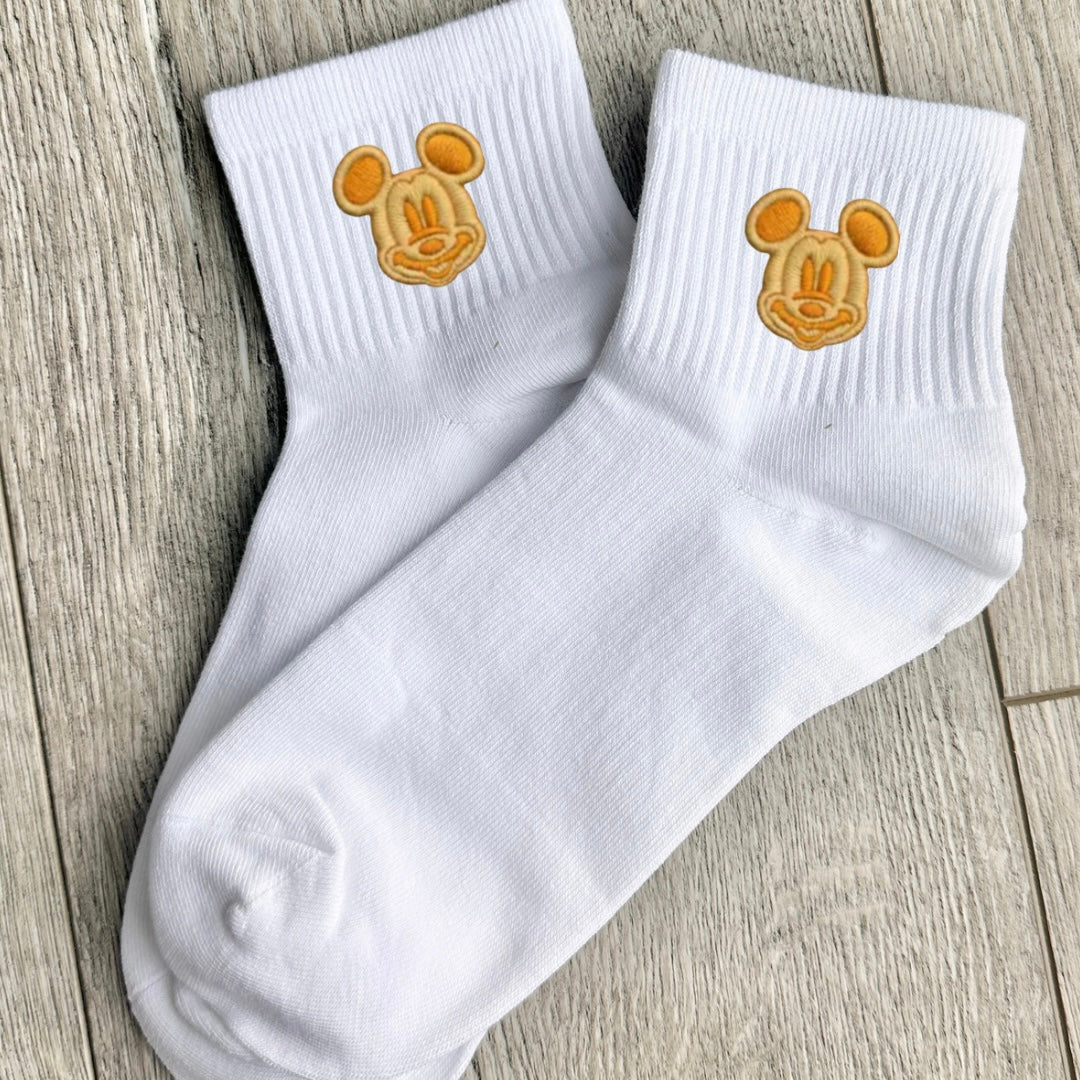 Embroidered Mouse waffle socks