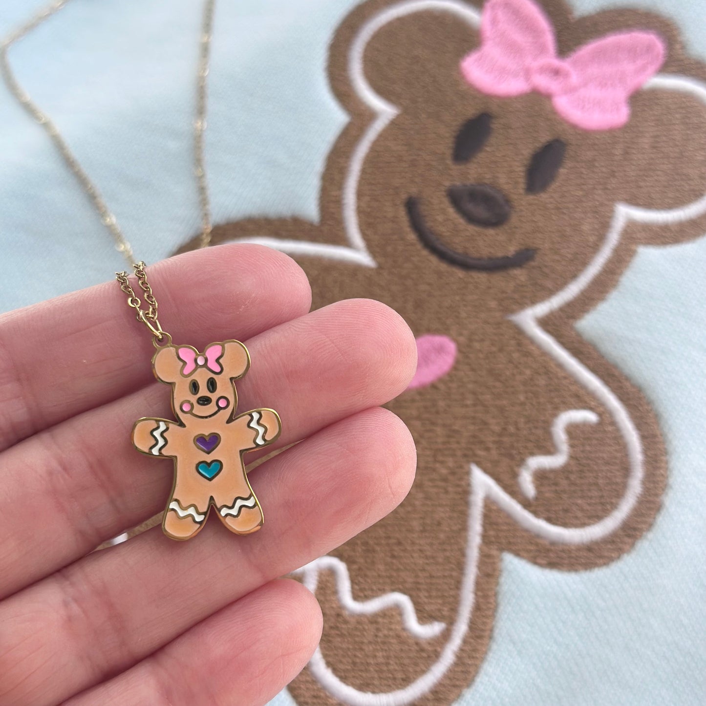 Minnie gingerbread charm necklace