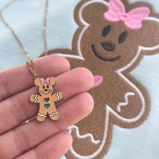 Minnie gingerbread charm necklace