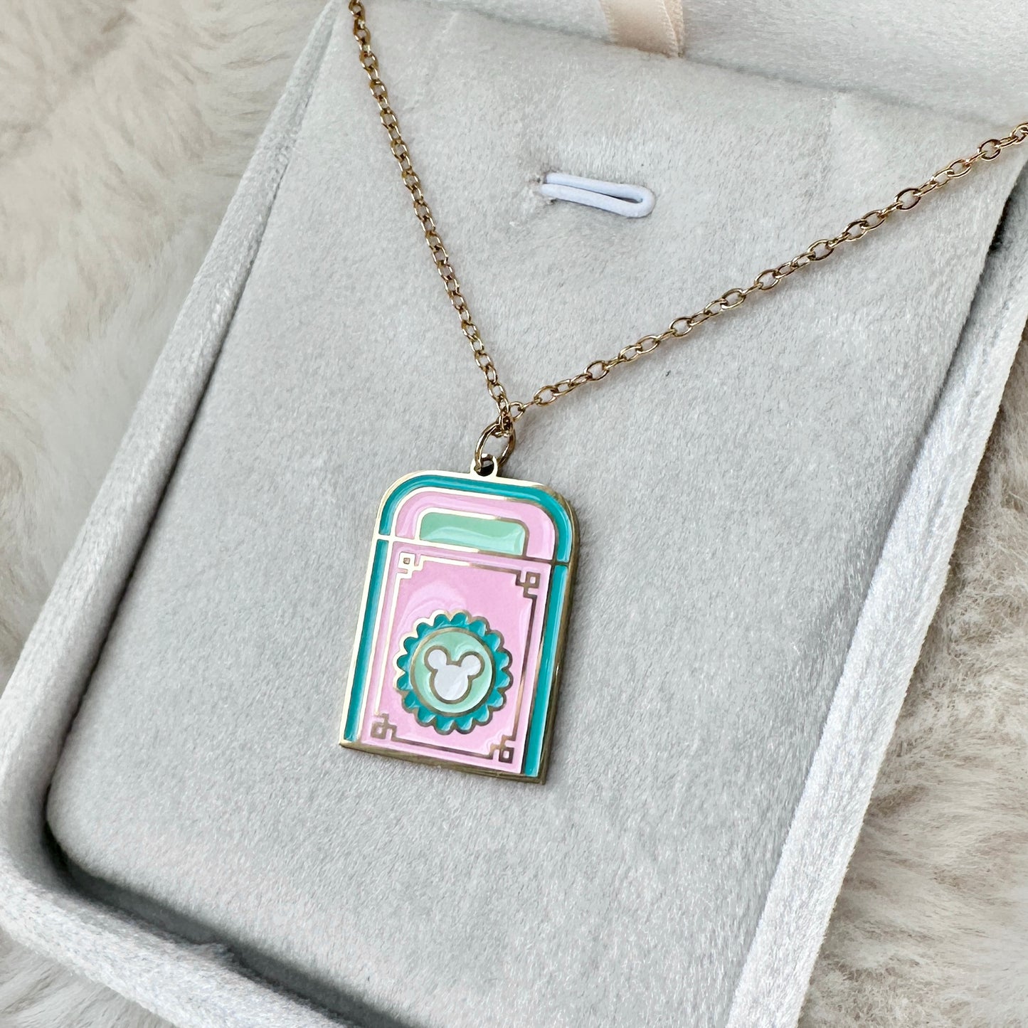 Trash can charm necklace
