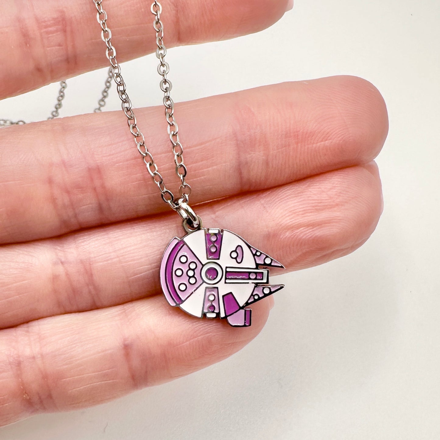 Spaceship charm necklace