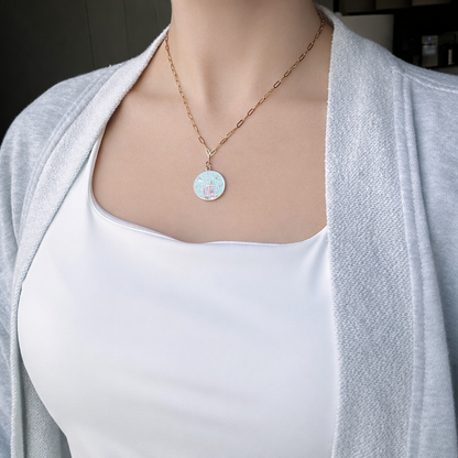 Enamel DLR castle necklace