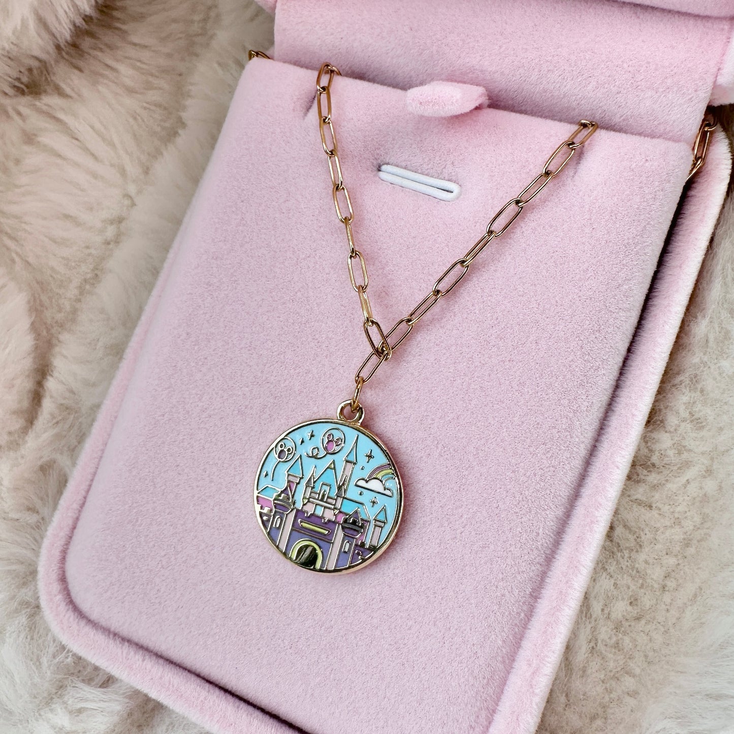 Enamel DLR castle necklace