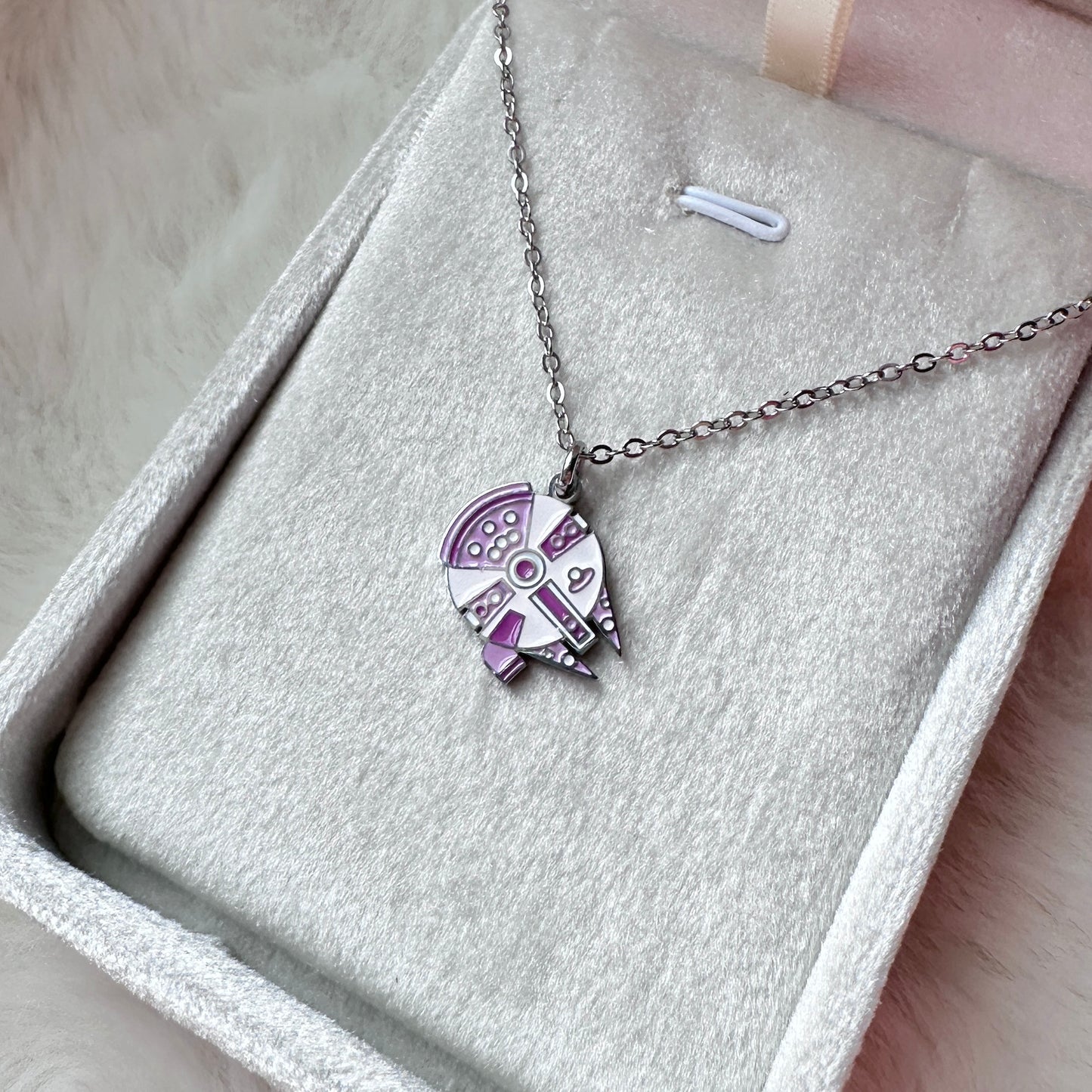 Spaceship charm necklace