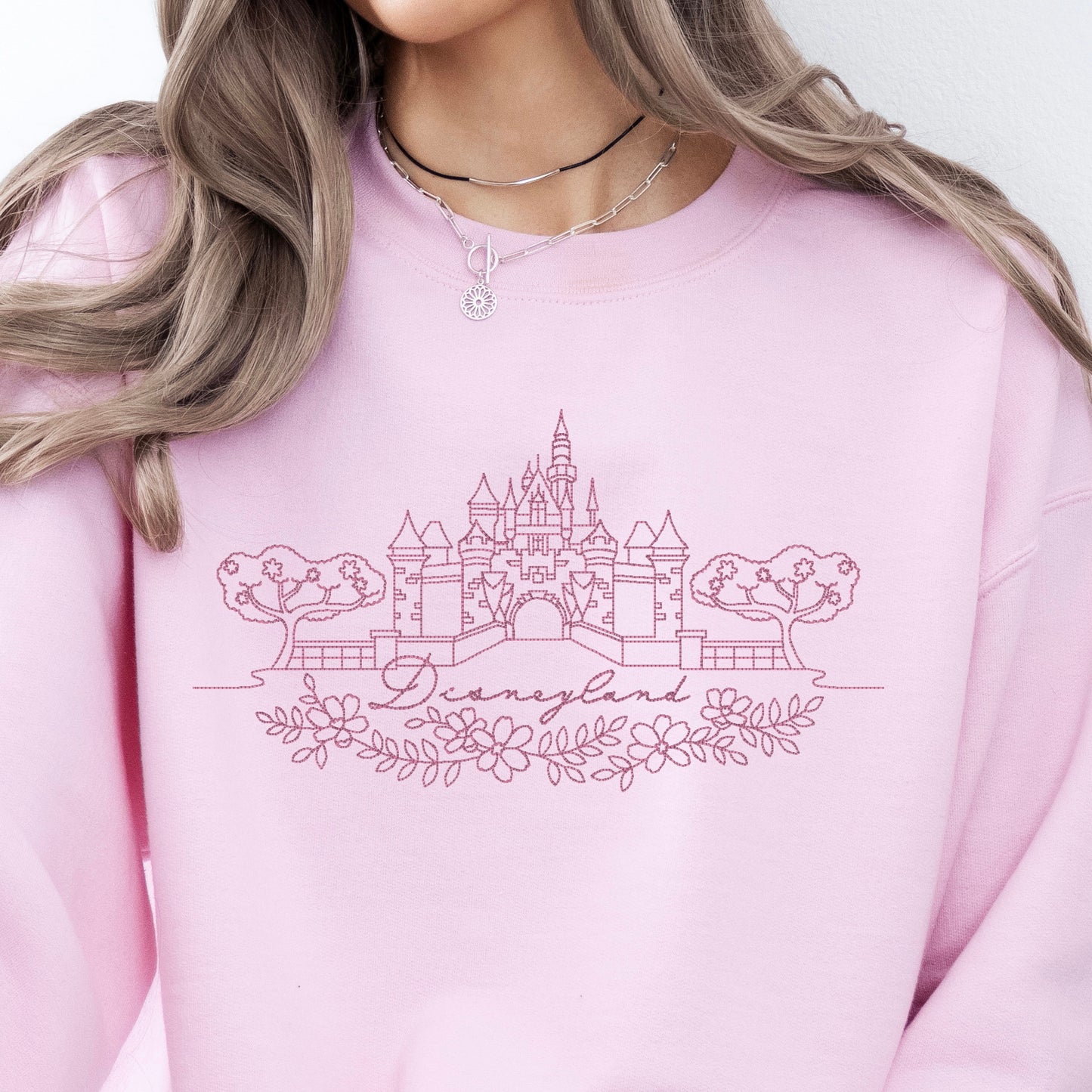 Disneyland line art embroidery design