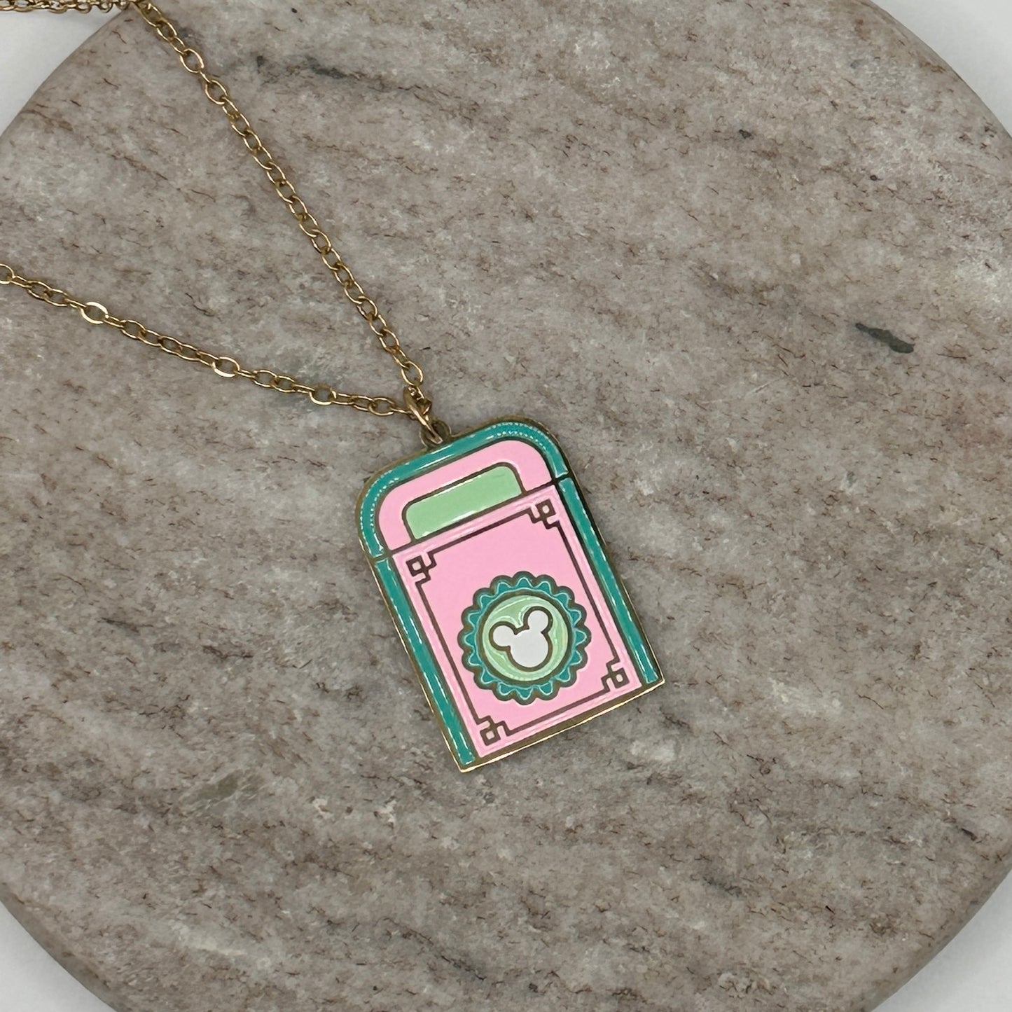 Trash can charm necklace