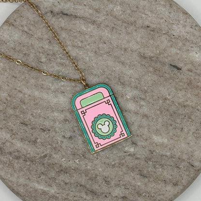 Trash can charm necklace