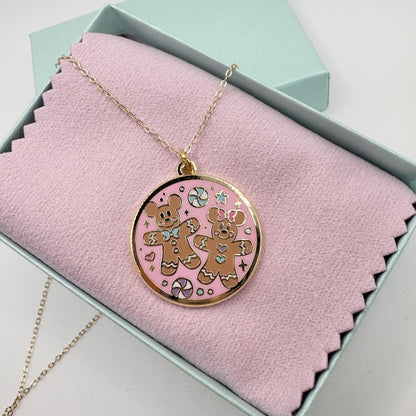 Mickey and Minnie gingerbread necklace