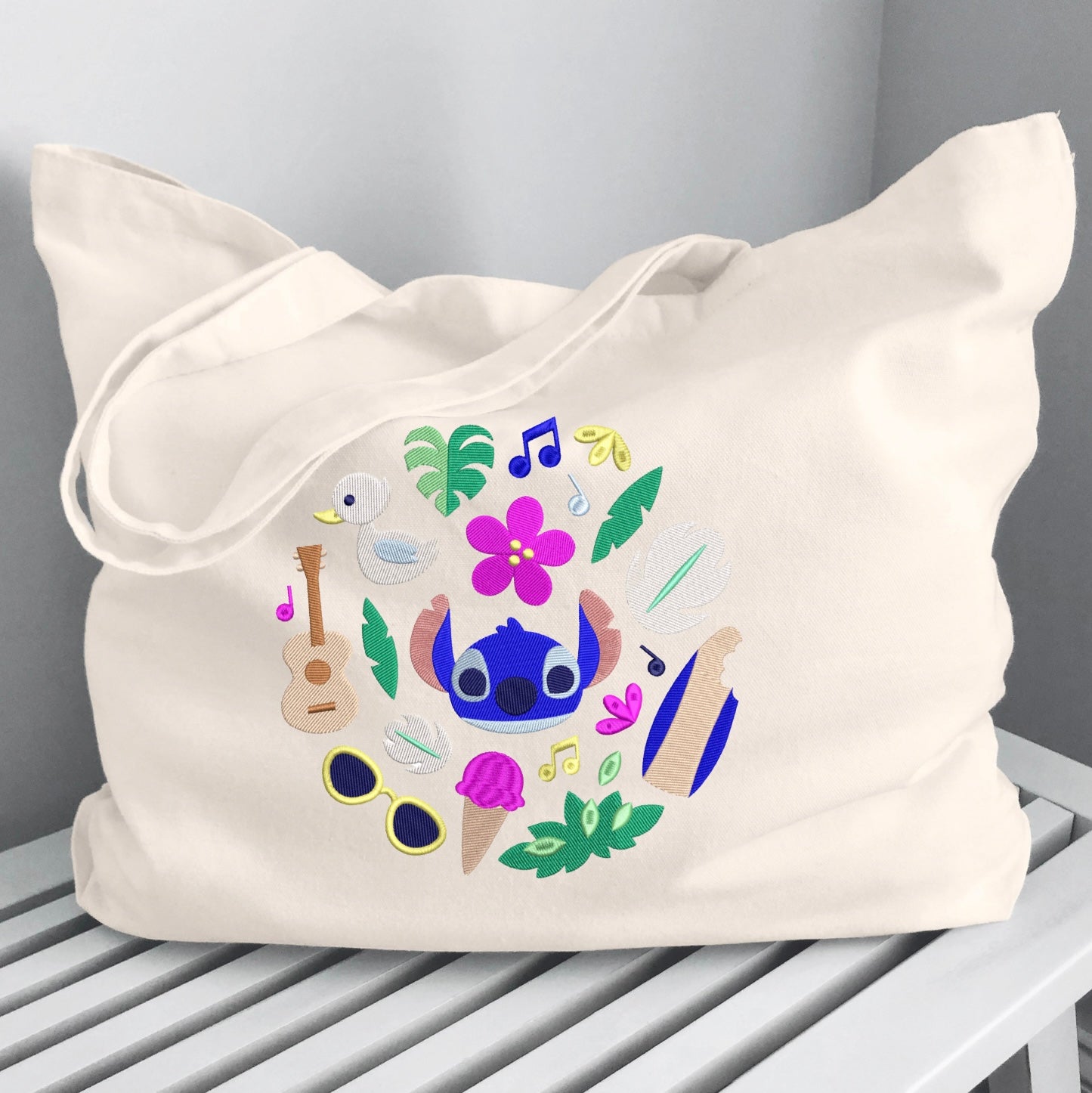 Embroidered canvas tote