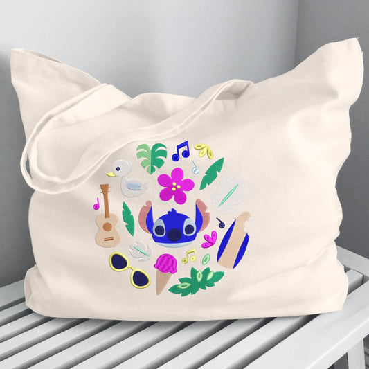 Embroidered canvas tote