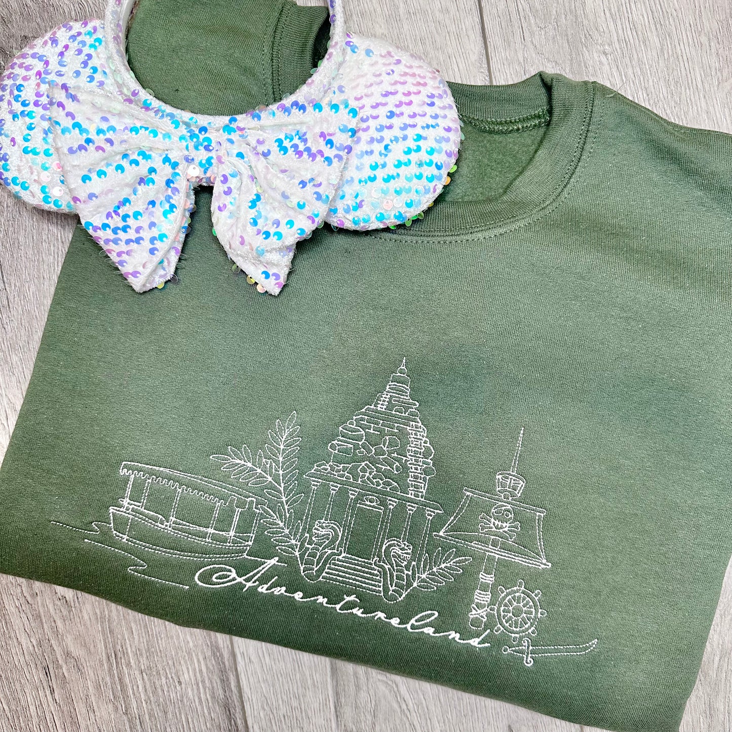 Adventureland line art embroidery