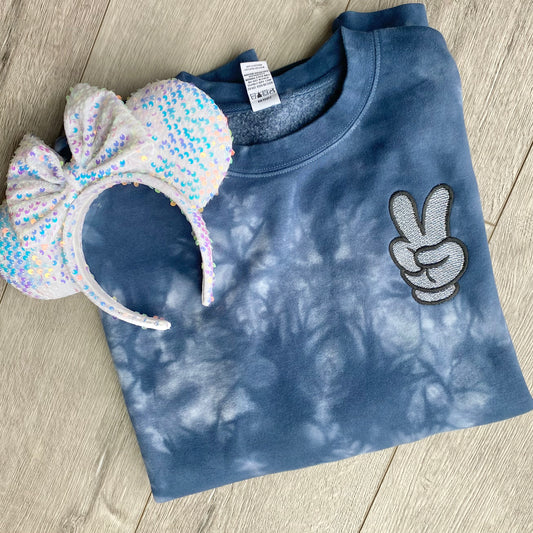 peace hand blue Tie Dye