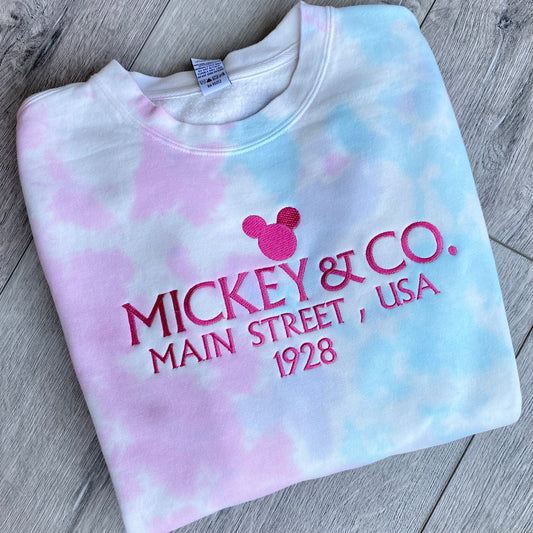 Mickey and Co pink and blue tie dye